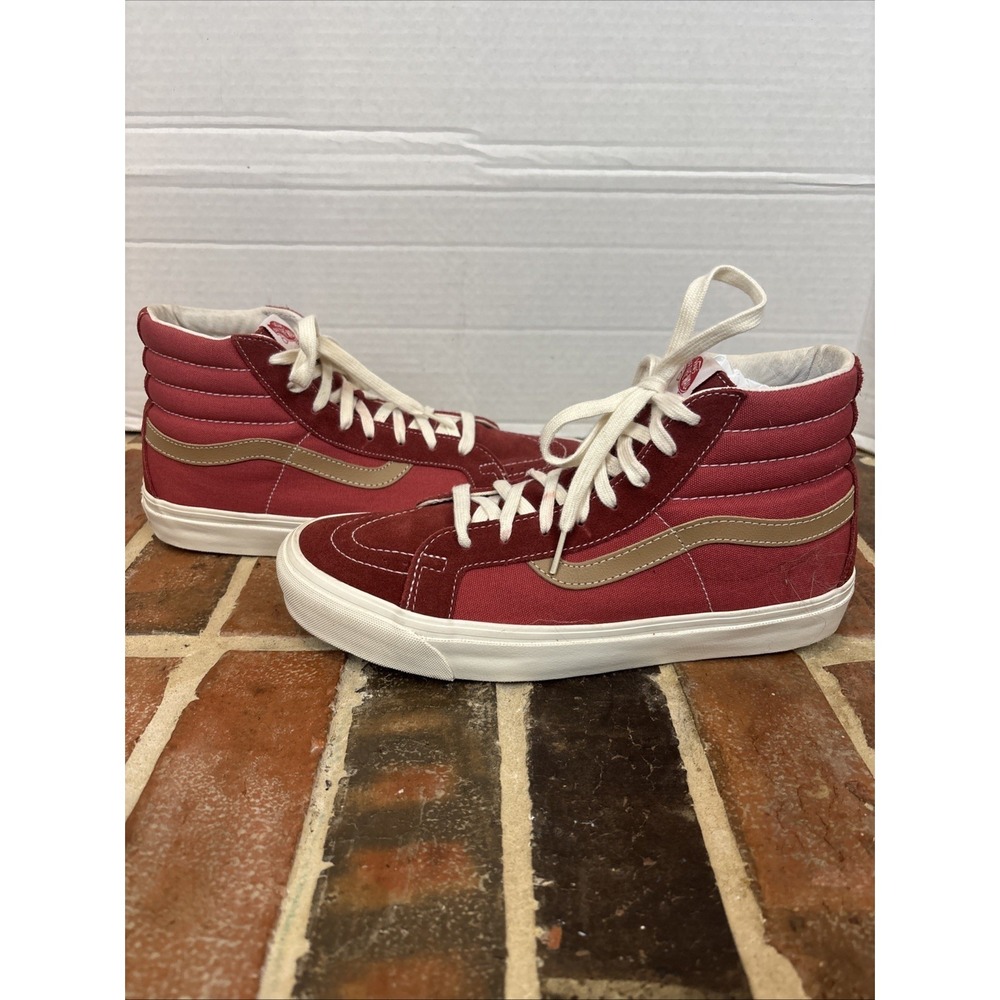 Vans Sk8 Hi Red‎ Suede High Top Skate Shoes Men's Size 10 Woman's 11.5 (T37)